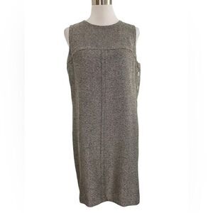 Anne Klein Sleeveless Shift Dress Gray Tweed Career Side Button Size 4